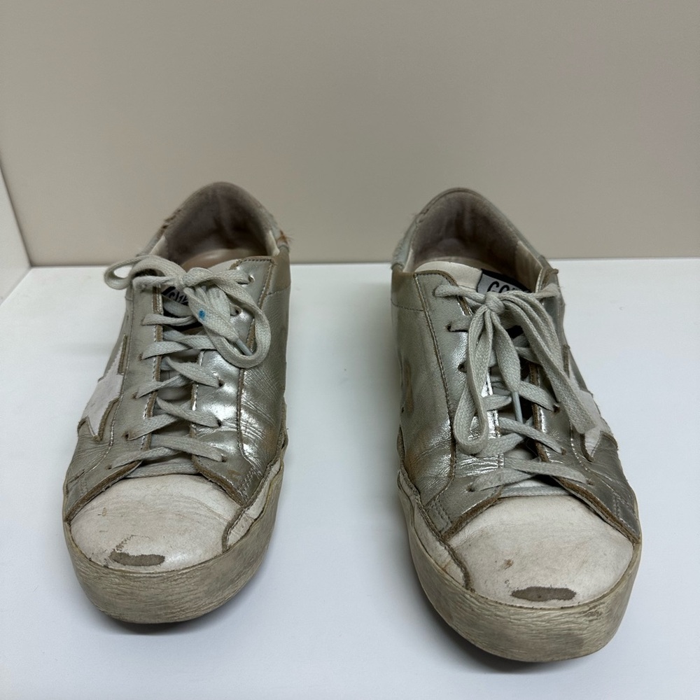 Silver Golden Goose Lace-Up Sneakers